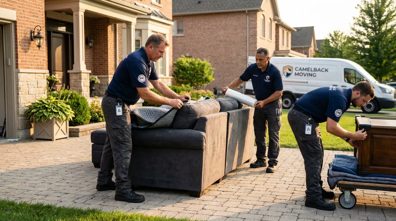 Large estate moving crew wrapping furniture in Craig, CO
